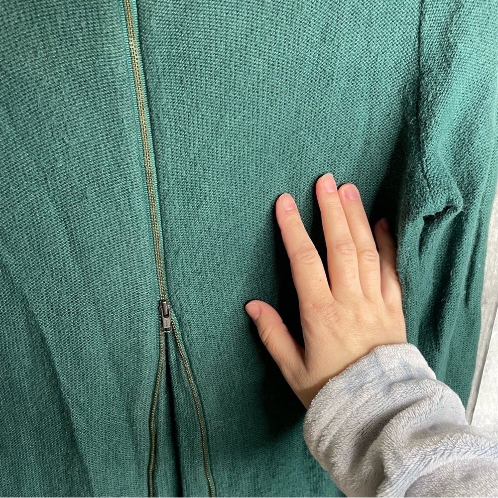 Madewell back zip sweater knit pine green size small seen on screen - Picture 8 of 8